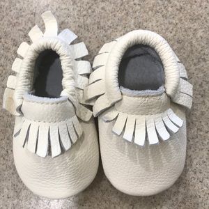 Baby white leather moccasins